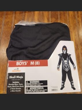 Boys' Black Skull Ninja Costume - M (8)